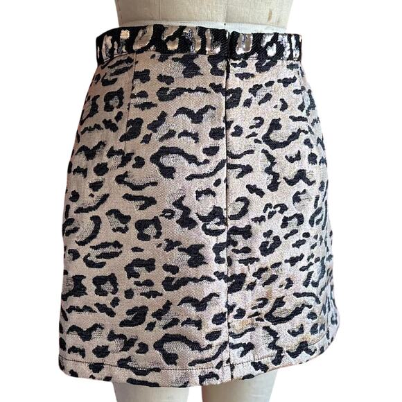 Womens Skirt Size 6 Pink Black Cheetah Print Metallic Biker Retro Party Vacation - Picture 4 of 8